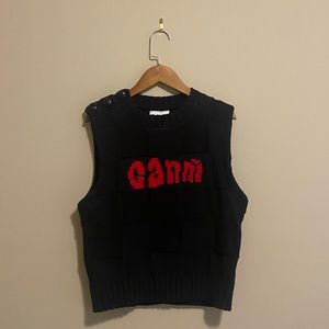 Ganni red logo sweater vest